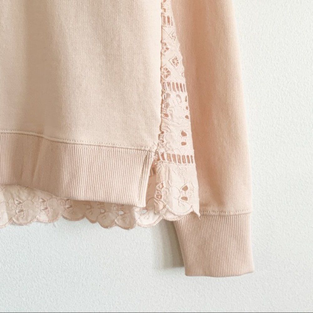 New J. Crew Eyelet Back Sweatshirt Peach Small S Patel Pink - Picture 6 of 9